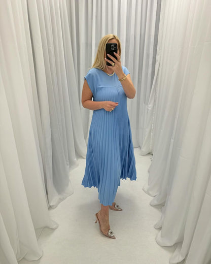 🔥Hot Sales👗Sleeveless Pleated Simple Solid Color Dress