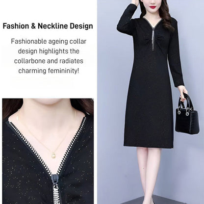 Glitter Stretch Slim Zipper Dress
