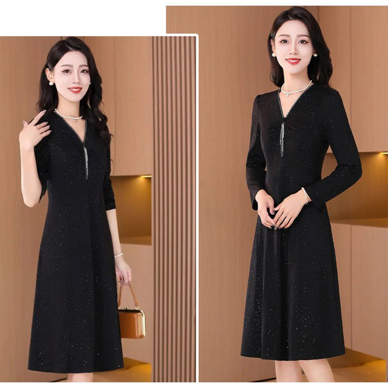 Glitter Stretch Slim Zipper Dress