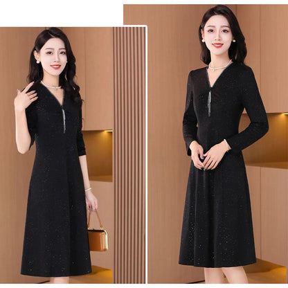 Glitter Stretch Slim Zipper Dress