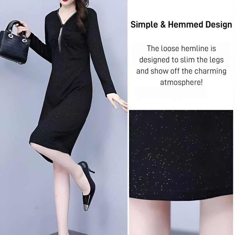Glitter Stretch Slim Zipper Dress