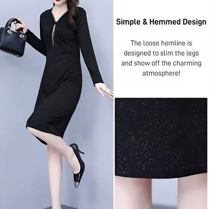 Glitter Stretch Slim Zipper Dress