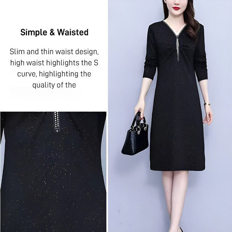 Glitter Stretch Slim Zipper Dress