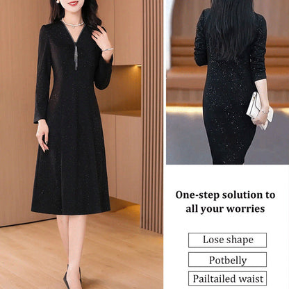 Glitter Stretch Slim Zipper Dress