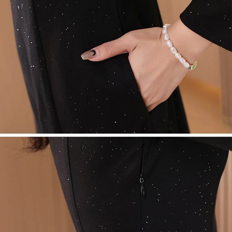 Glitter Stretch Slim Zipper Dress