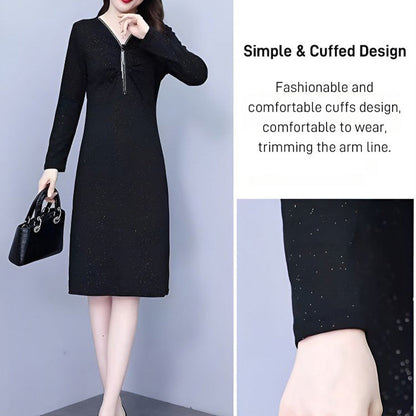 Glitter Stretch Slim Zipper Dress