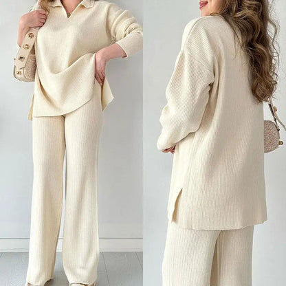 🎉New product launch💐-- V-neck casual slit knitted two-piece set