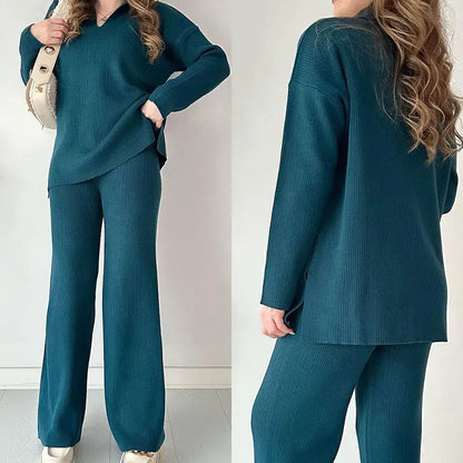🎉New product launch💐-- V-neck casual slit knitted two-piece set