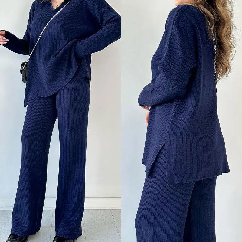 🎉New product launch💐-- V-neck casual slit knitted two-piece set
