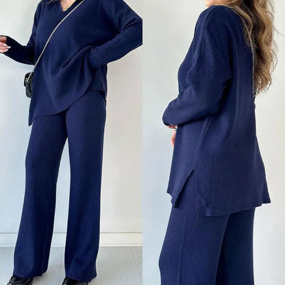 🎉New product launch💐-- V-neck casual slit knitted two-piece set