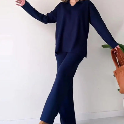🎉New product launch💐-- V-neck casual slit knitted two-piece set