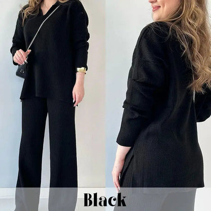 🎉New product launch💐-- V-neck casual slit knitted two-piece set