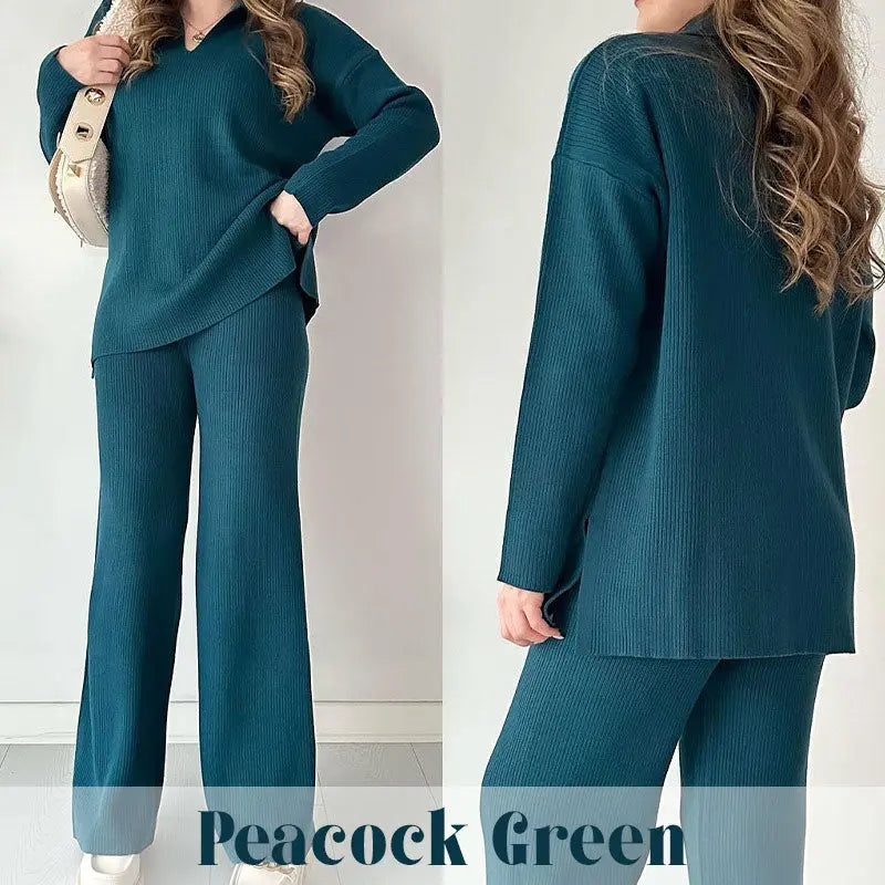 🎉New product launch💐-- V-neck casual slit knitted two-piece set
