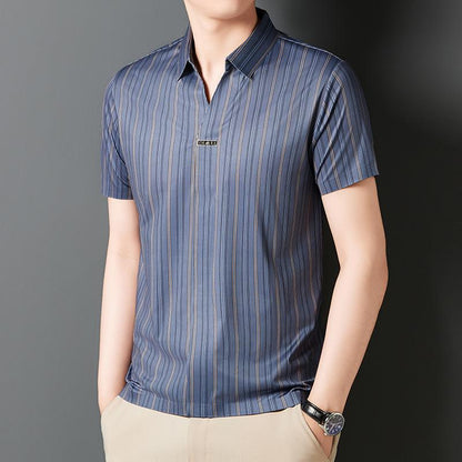 Chemise à manches courtes à rayures à rayures pour hommes （50% de réduction）