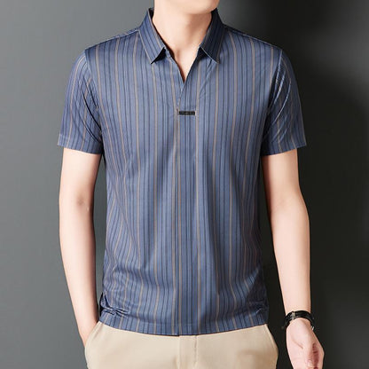 Chemise à manches courtes à rayures à rayures pour hommes （50% de réduction）