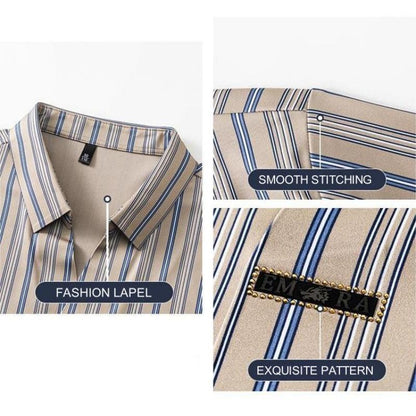 Chemise à manches courtes à rayures à rayures pour hommes （50% de réduction）