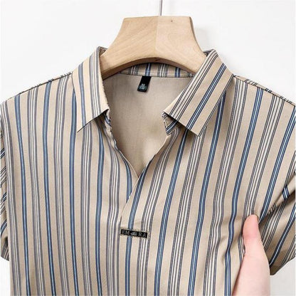 Chemise à manches courtes à rayures à rayures pour hommes （50% de réduction）
