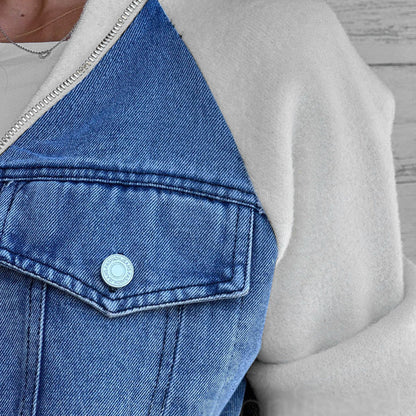 Women's Creative Denim Splicing Jacket 🧥 – Edgy Streetwear for Daily Cool Looks