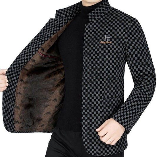 Veste chaude à carreaux à la mode pour hommes avec poches