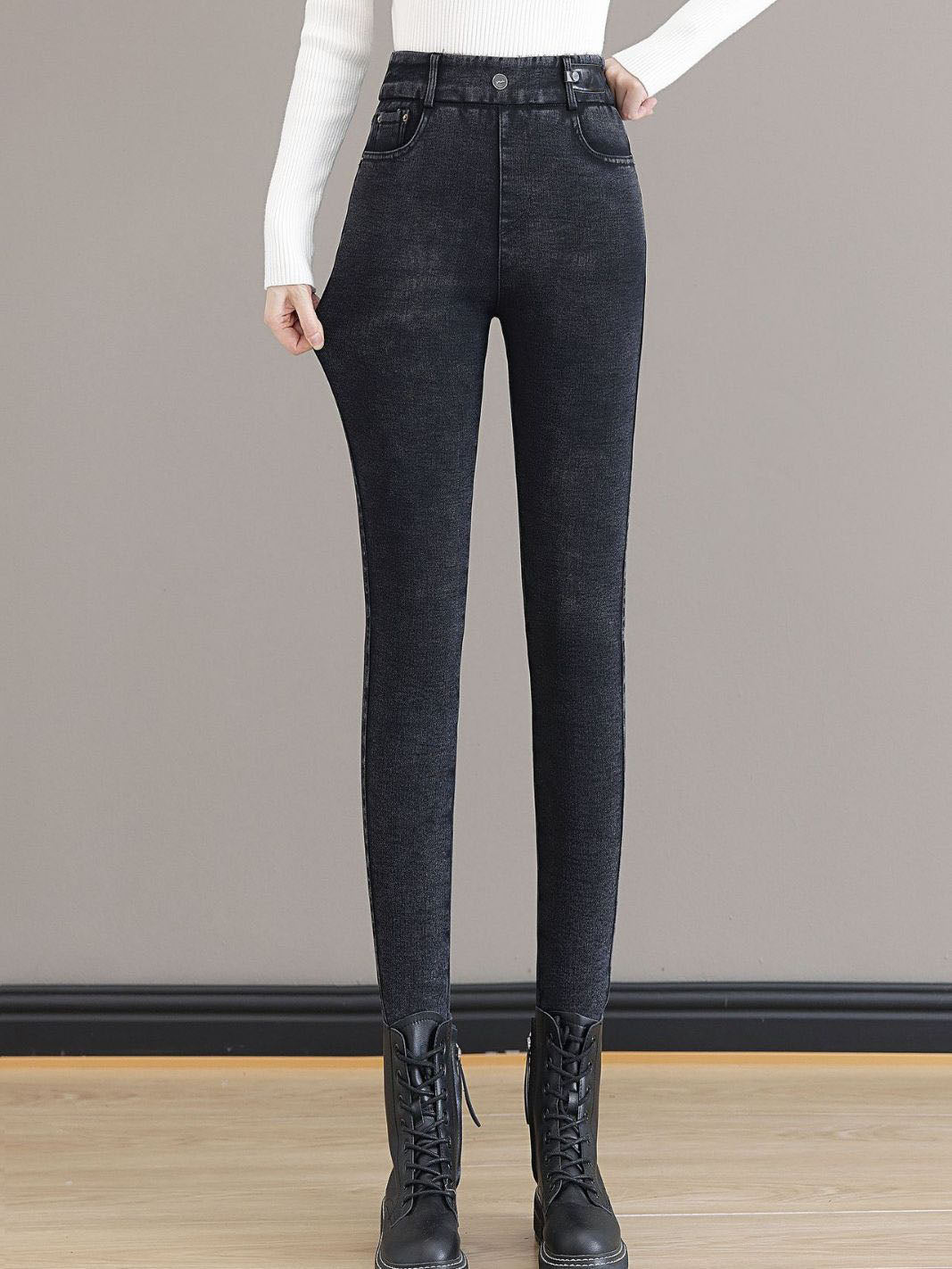 🔥HOT SALE 50% OFF💕Women's High Waist Slim Stretch Warm Skinny Jeans