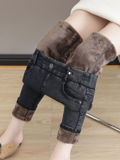🔥HOT SALE 50% OFF💕Women's High Waist Slim Stretch Warm Skinny Jeans