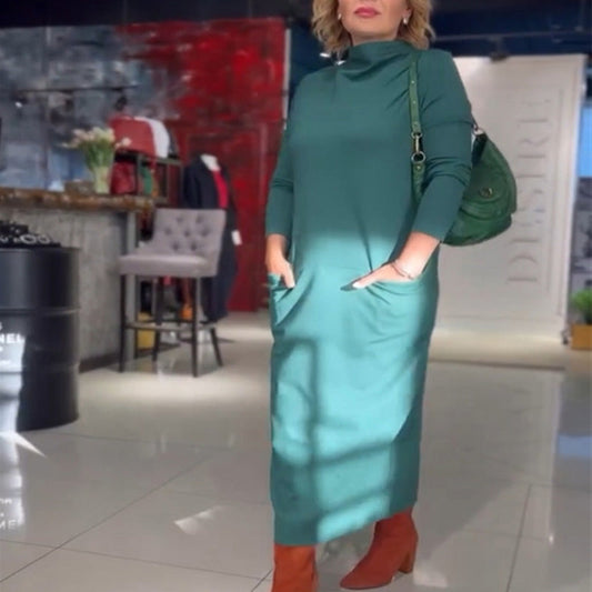 🎅Prévente de Noël🎁Robe à col montant et poches pour femme
