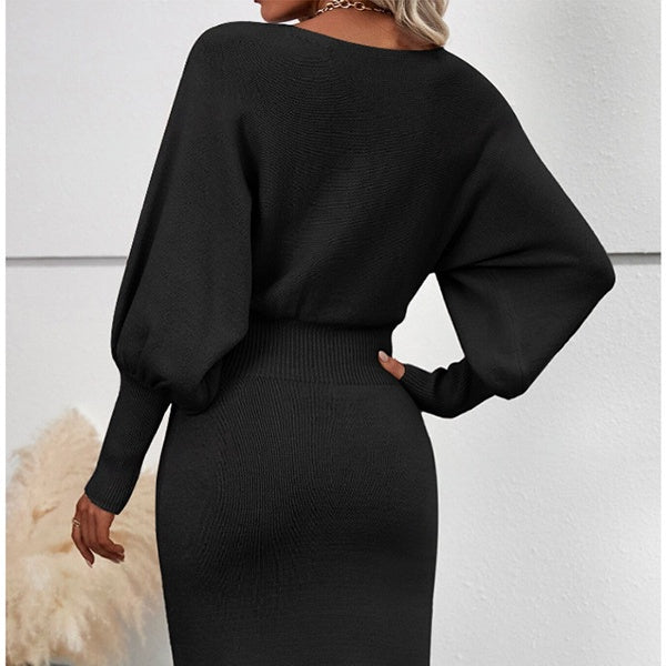 🎀Women's patchwork dress with a round neckline and long sleeves
