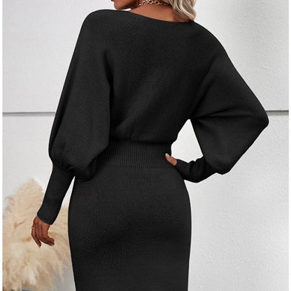 🎀Women's patchwork dress with a round neckline and long sleeves