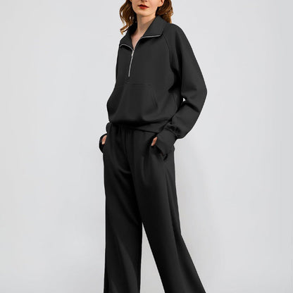 🍁Autumn Specials 49%OFF🔥 Women’s High-Neck Zip-Up Pullover and Wide-Leg Pants Set