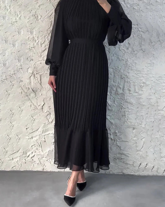 🎅Soldes de Noël - 50 % de réduction🎄Robe longue plissée sophistiquée
