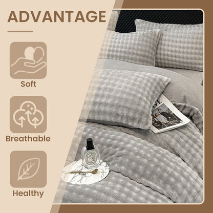 Winter Fluffy Plush Milk Velvet Comforter Set