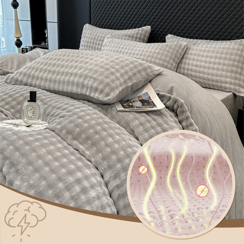 Winter Fluffy Plush Milk Velvet Comforter Set