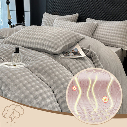 Winter Fluffy Plush Milk Velvet Comforter Set