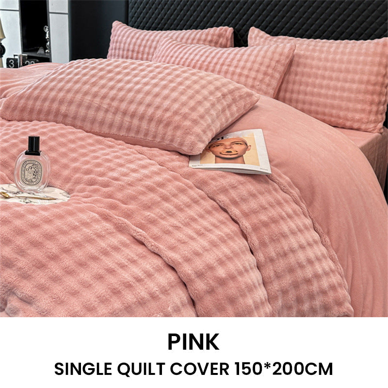Winter Fluffy Plush Milk Velvet Comforter Set