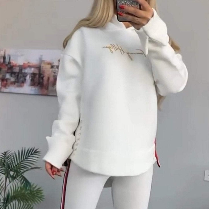 Women's Long-Sleeved Striped Casual Hooded Top&pant