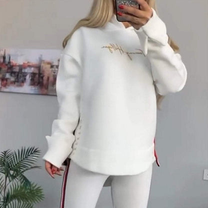 Women's Long-Sleeved Striped Casual Hooded Top&pant