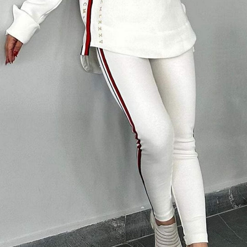Women's Long-Sleeved Striped Casual Hooded Top&pant
