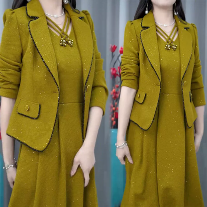 🎉Bonne année ! 50 % de réduction 🛍️Ensemble 2 pièces blazer et robe sans manches pour femme