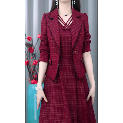 🎉Bonne année ! 50 % de réduction 🛍️Ensemble 2 pièces blazer et robe sans manches pour femme