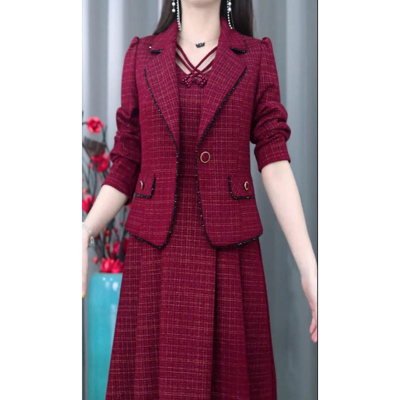 🎉Bonne année ! 50 % de réduction 🛍️Ensemble 2 pièces blazer et robe sans manches pour femme