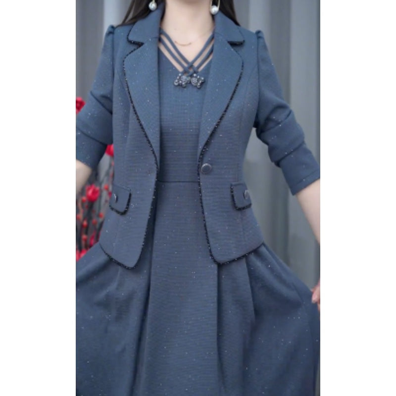 🎉Bonne année ! 50 % de réduction 🛍️Ensemble 2 pièces blazer et robe sans manches pour femme