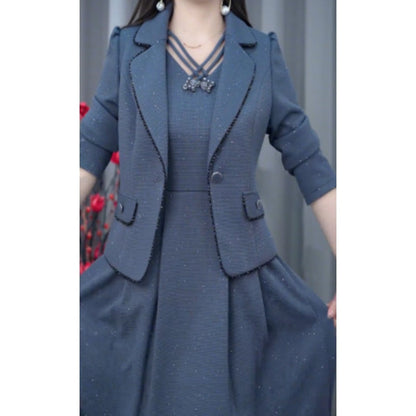 🎉Bonne année ! 50 % de réduction 🛍️Ensemble 2 pièces blazer et robe sans manches pour femme