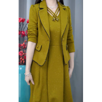 🎉Bonne année ! 50 % de réduction 🛍️Ensemble 2 pièces blazer et robe sans manches pour femme