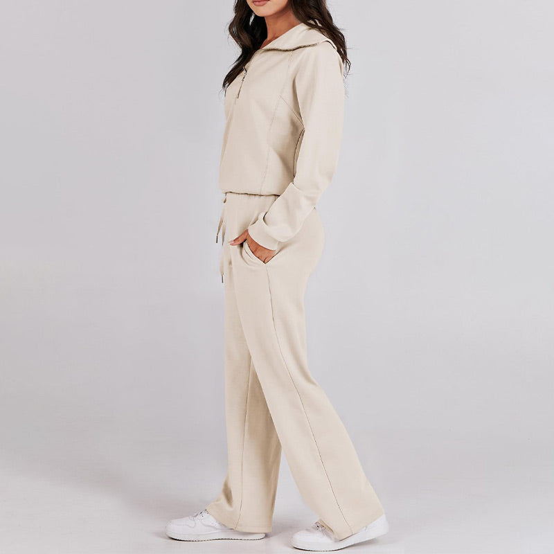 💖Limited Sale 50% OFF💖Casual Zipper Long Sleeve Top ＆Pants Two-Piece Set
