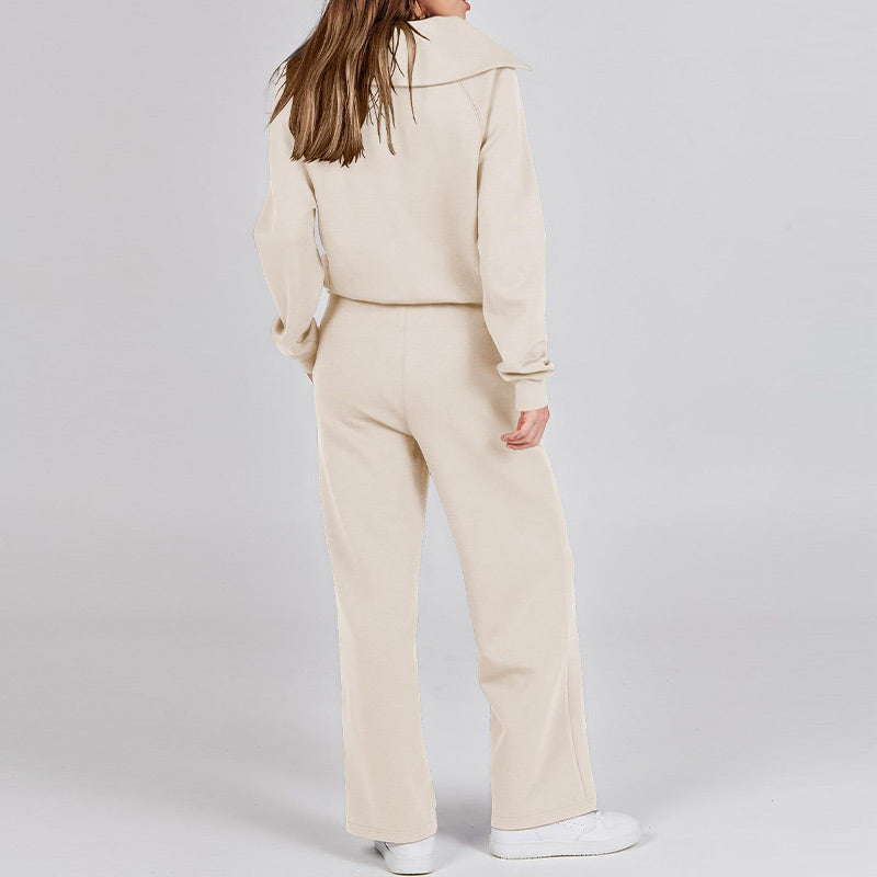 💖Limited Sale 50% OFF💖Casual Zipper Long Sleeve Top ＆Pants Two-Piece Set