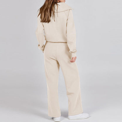 💖Limited Sale 50% OFF💖Casual Zipper Long Sleeve Top ＆Pants Two-Piece Set