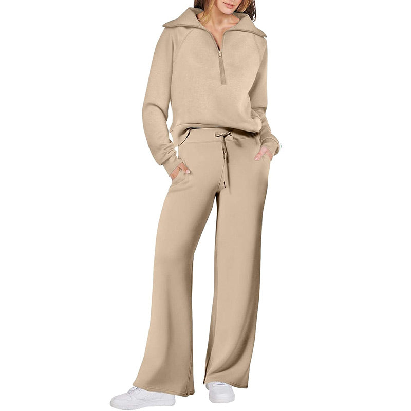 💖Limited Sale 50% OFF💖Casual Zipper Long Sleeve Top ＆Pants Two-Piece Set