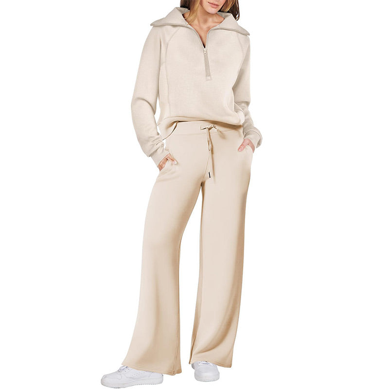 💖Limited Sale 50% OFF💖Casual Zipper Long Sleeve Top ＆Pants Two-Piece Set