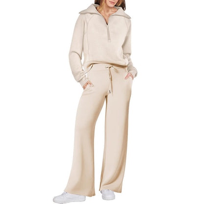 💖Limited Sale 50% OFF💖Casual Zipper Long Sleeve Top ＆Pants Two-Piece Set