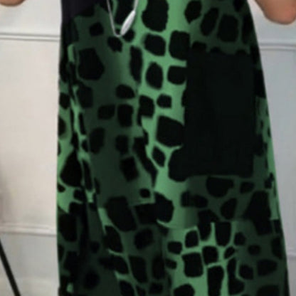 Round Neck Loose Print Short Sleeve Dress